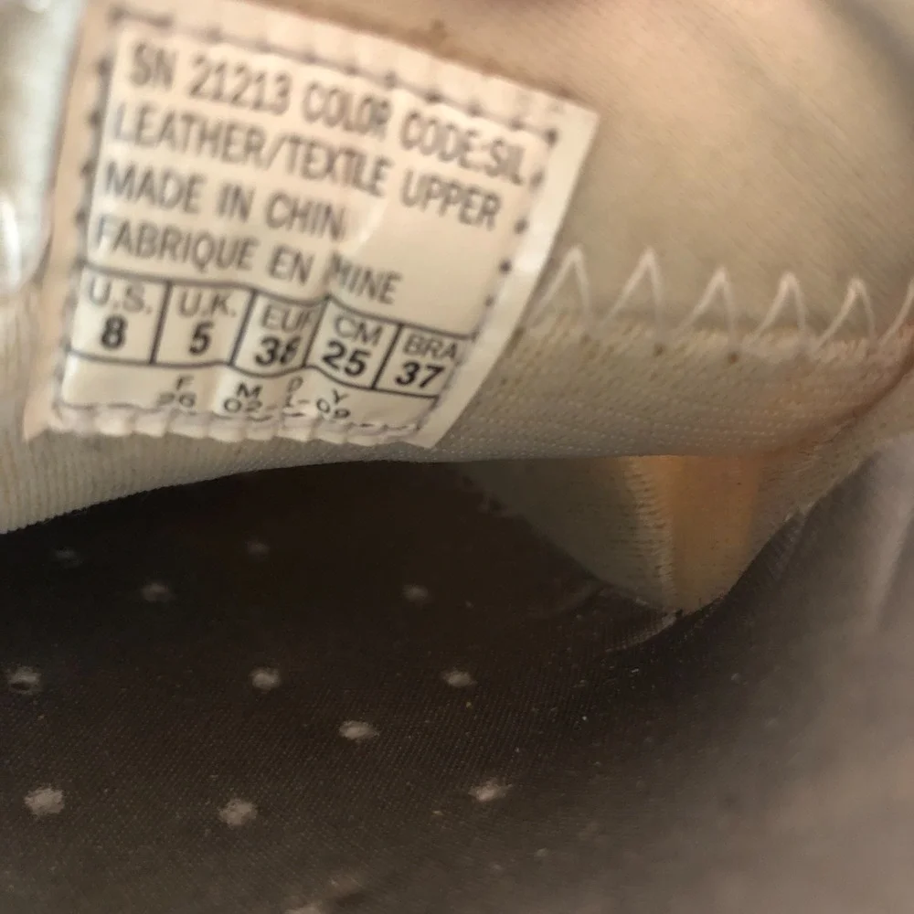 Skechers Bikers Step-Up SN21213 Slip On Leather Silver Shoes Womens US 8 EU 39‎